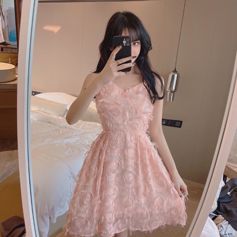 Đầm Hai Dây Cổ Chữ v Hở Lưng Thanh Lịch Hợp Thời Trang