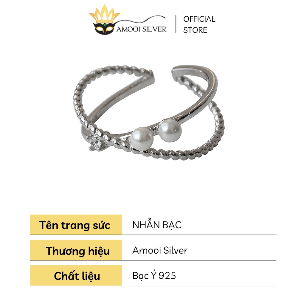 Nhẫn bạc S925 chéo ngọc ngà - Amooi Silver AN85