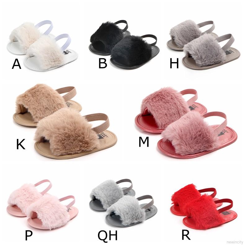 Giày sandal lông xù chống trượt cho thời trang cho bé gái