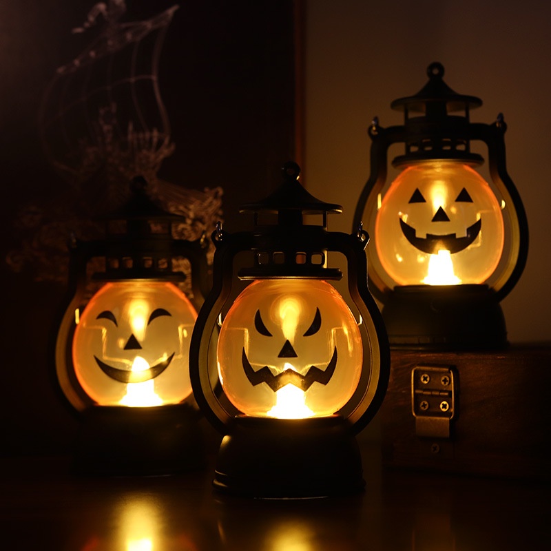Lồng Đèn LED Điện Tử Hình Bí Ngô Trang Trí Halloween