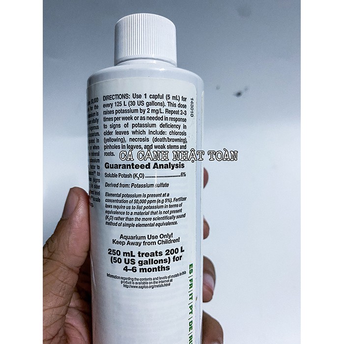 PHÂN NƯỚC BỔ SUNG KALI FLOURISH POTASSIUM SEACHEM 100ML CHO HỒ THỦY SINH