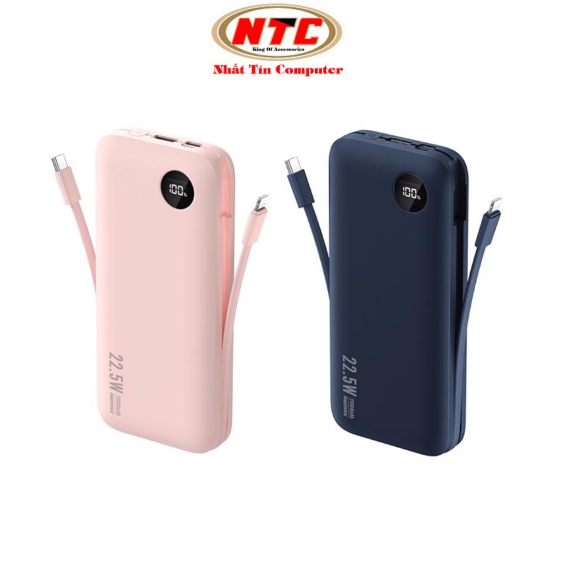 Pin dự phòng sạc nhanh Remax RPP-179 Journey Series 20000mAh tích hợp 2 cáp sạc - hỗ trợ PD và QC 22.5W (2 màu tuỳ chọn)