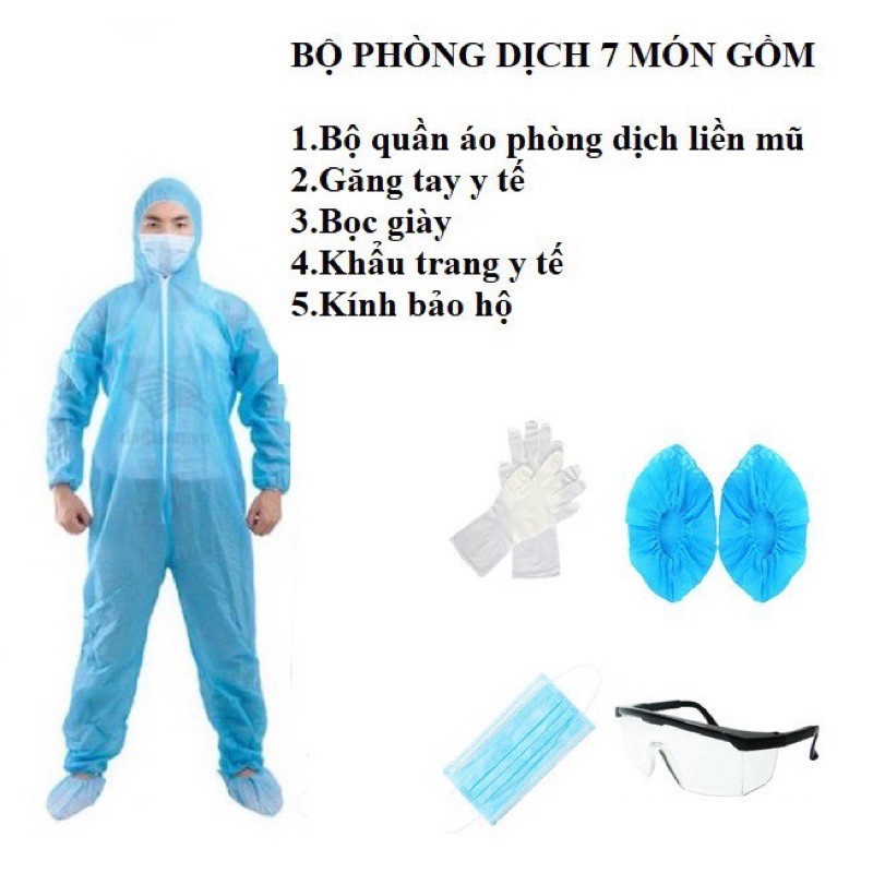 ✅ [CHÍNH HÃNG] Đồ Bảo Hộ Y Tế- Bảo Thạch, Bộ Trang Phục Phòng Dịch 7 Món -VT0689