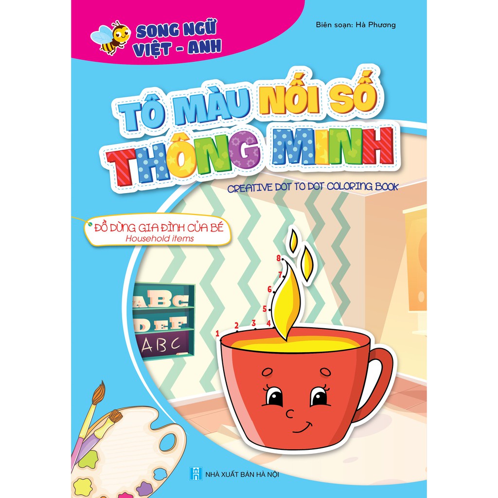 Sách - Bộ Tô Màu Nối Số Thông Minh Song Ngữ AnhViệt (Túi 8 Cuốn)