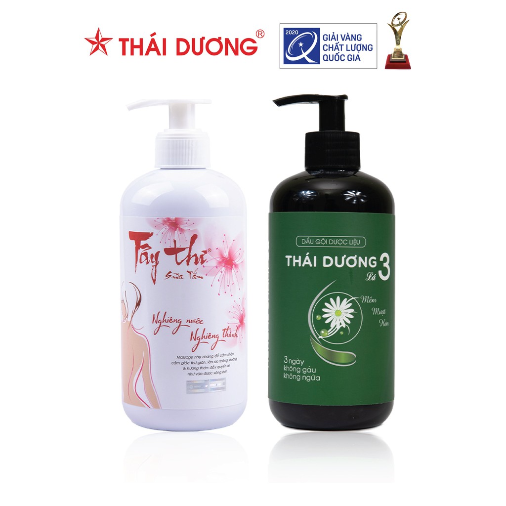 Bộ  Dầu gội dược liệu Thái Dương 3 200ml/480ml &amp; Sữa tắm Tây Thi 200ml/480ml - Sao Thái Dương