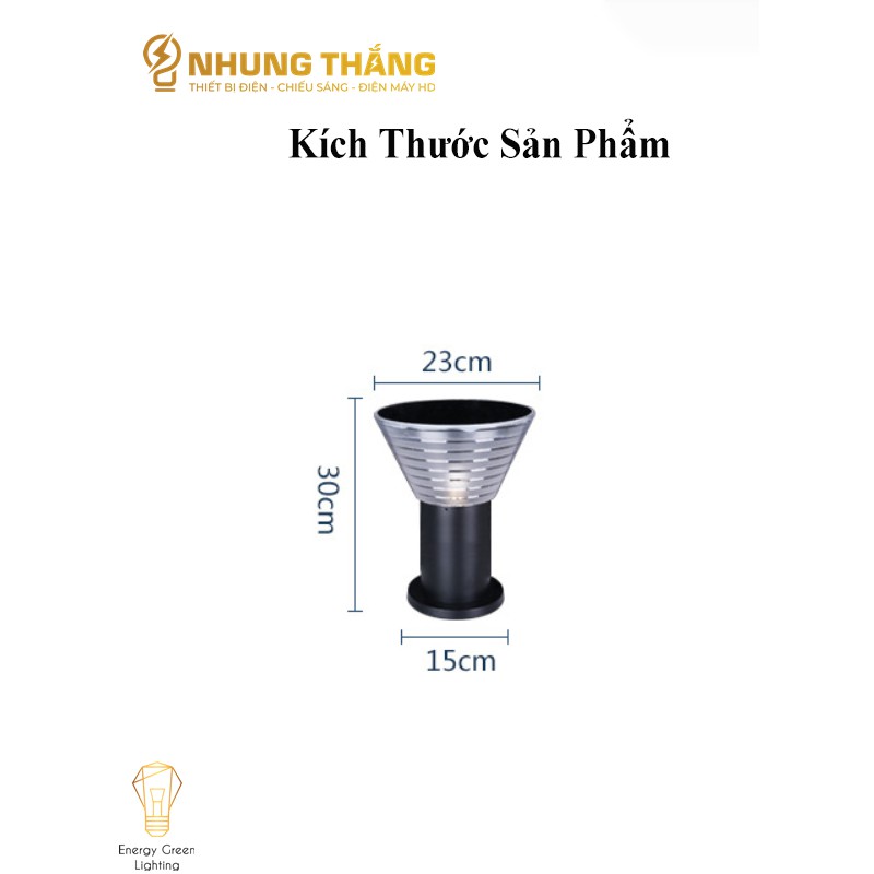 Đèn Cột Sân Vườn Hình Nón DSV-2130 - Chiều Cao 30cm - Sử Dụng Điện Và Dùng Năng Lượng Mặt Trời - Chống Nước IP65