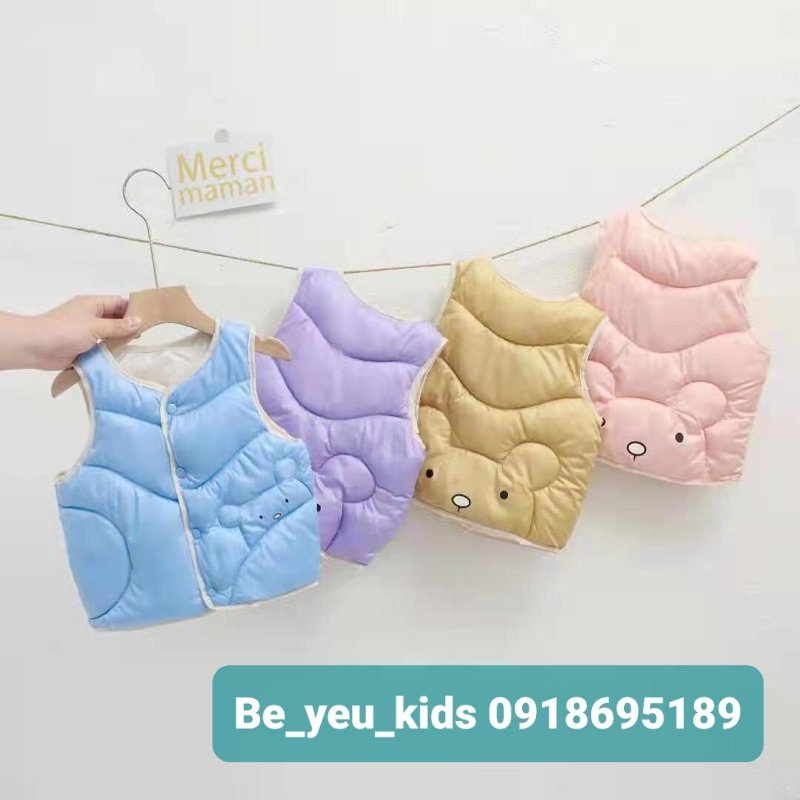 Áo phao gile bé trai bé gái nhồi bông viền may mới_Quần áo trẻ em thu đông