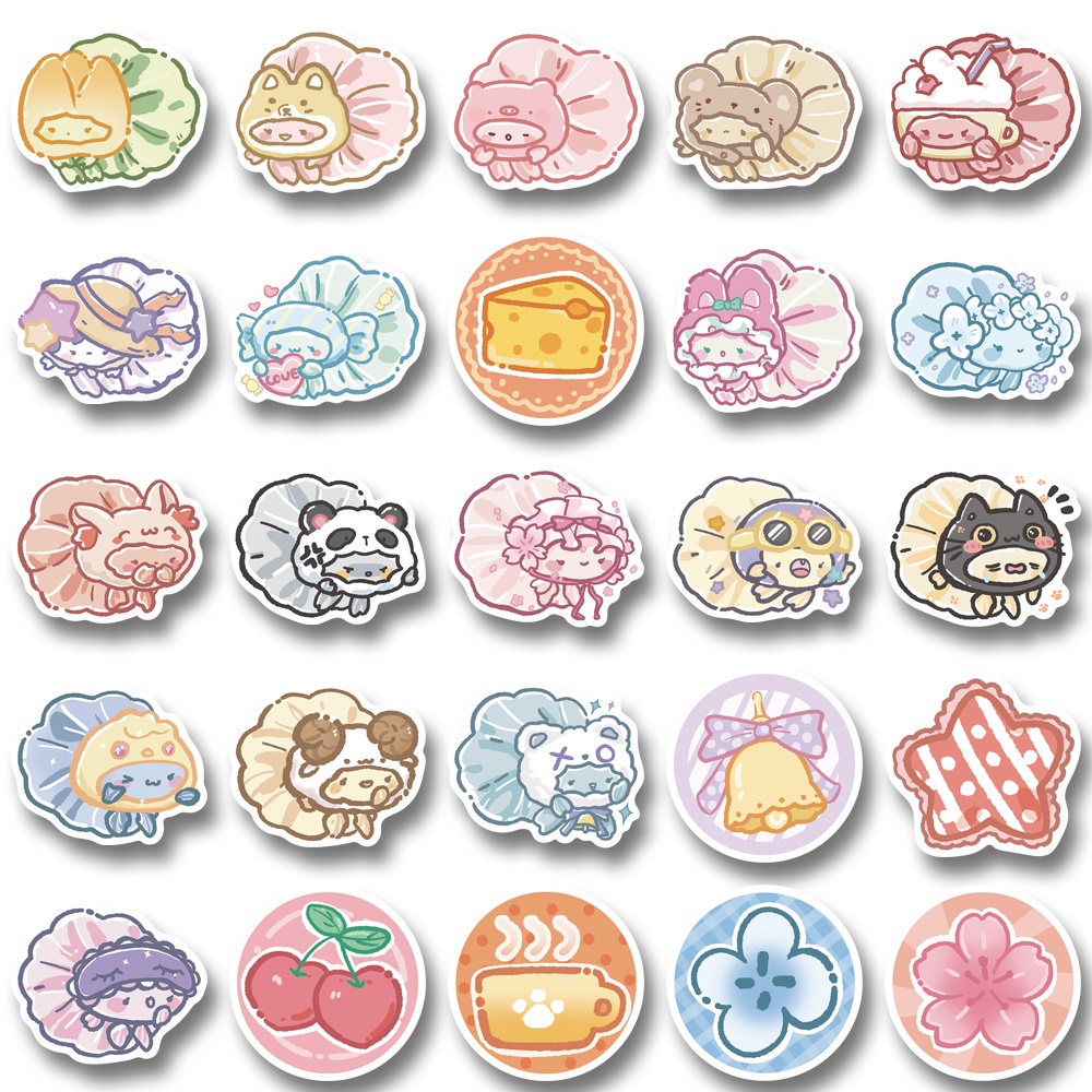 Bộ 50 Miếng Dán Trang Trí Laptop Chống Thấm Nước Hình Cá Vàng Hoạt Hình Dễ Thương