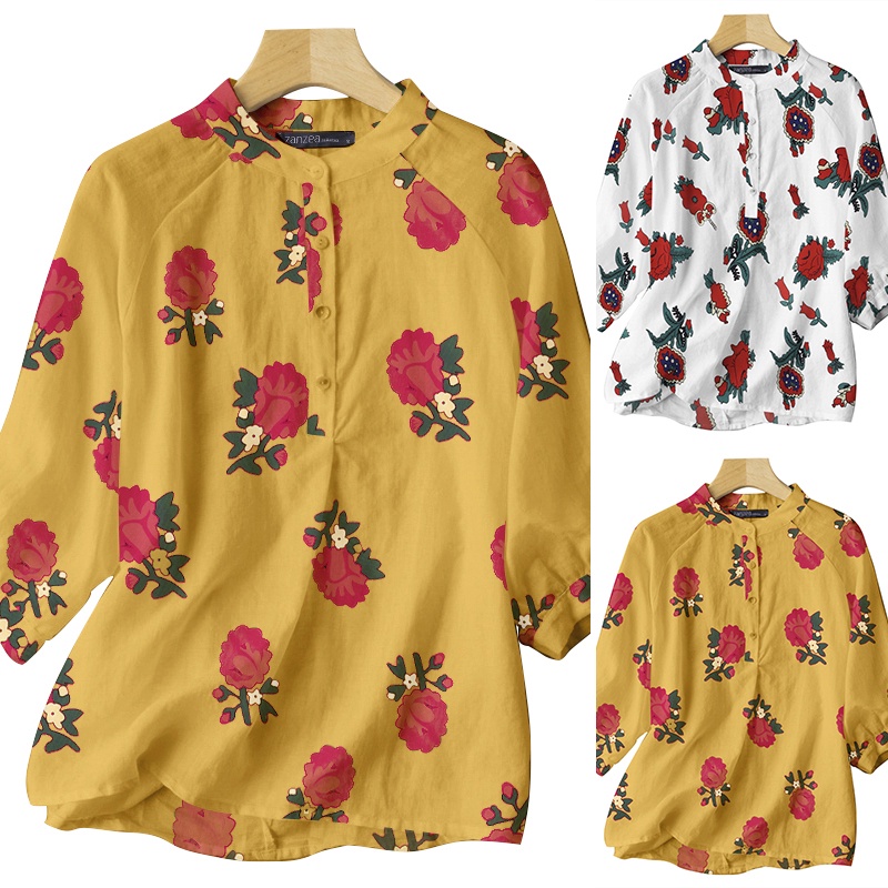 Áo Zanzea tay lửng cổ tròn in họa tiết hoa dành cho nữ