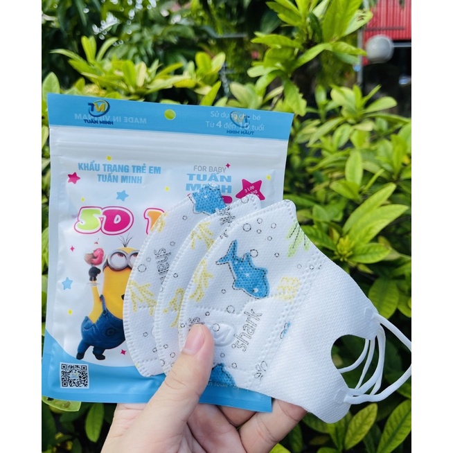 Lẻ 1 Gói Gồm 10 Cái Khẩu Trang 5D Cho Bé Từ 1 - 10 Tuổi