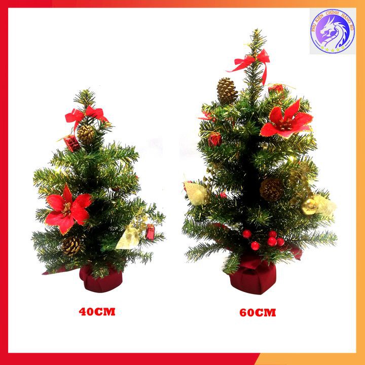 Cây thông Noel nở hoa mini màu xanh vàng cây thông giáng sinh để bàn trang trí đẹp lung linh