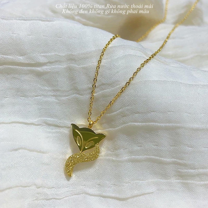 Vòng cổ nữ titan không gỉ dây chuyền titan nữ mặt hồ ly ánh kim sa lấp lánh quyến rũ sang trọng