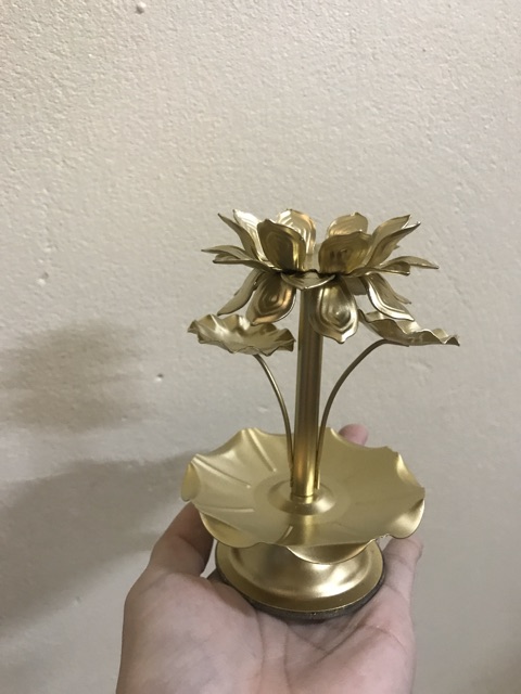 Đế nến hoa sen 2 lá 1 ngọn hợp kim 4.5&quot;
