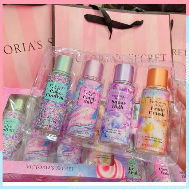 Set 4 chai body mist + túi giấy Victoria's secret - BST hương kẹo siêu hot 125ml
