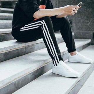 Quần thun nam nữ 3 sọc trắng ống suông HARI0420