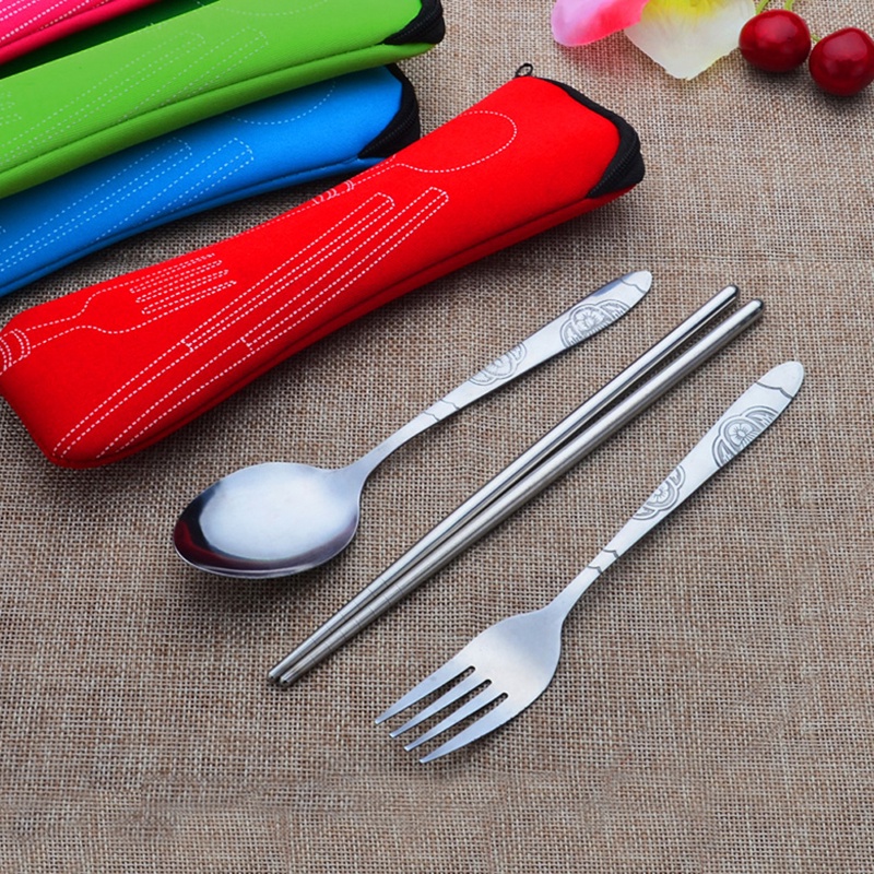 1 Bộ Dụng Cụ Ăn Bằng Thép Không Gỉ 3 Món