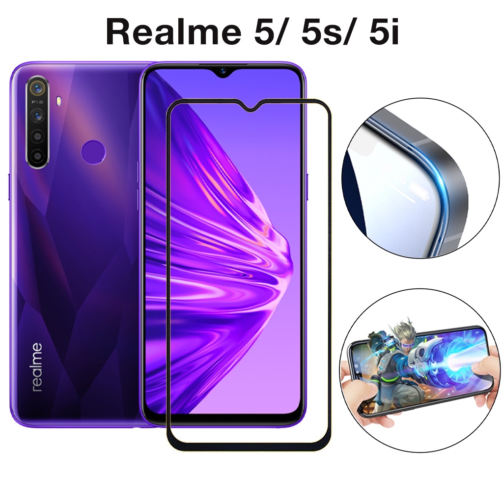 Kính cường Lực Realme 5 5i 5s full màn cao cấp chống trầy xước màn tặng kèm khăn lau màn hình Kính [9D]