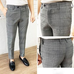 Quần tây âu nam kẻ caro chất vải cotton chuẩn thiết kế hàn quốc cực tôn dáng lịch sự trẻ trung