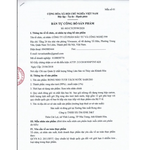 RONG NHO SABUDO (1 hộp 12 gói tặng kèm sốt mè rang) | BigBuy360 - bigbuy360.vn