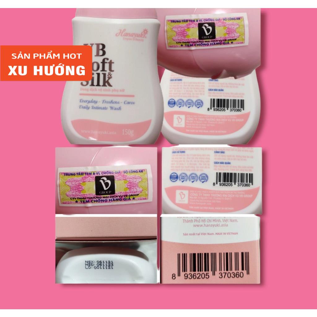 Sỉ- Dung dịch vệ sinh nam nữ màu hồng &amp; xanh Hanayuki VB Soft Silk chính hãng 150g - Hanayukivietnam