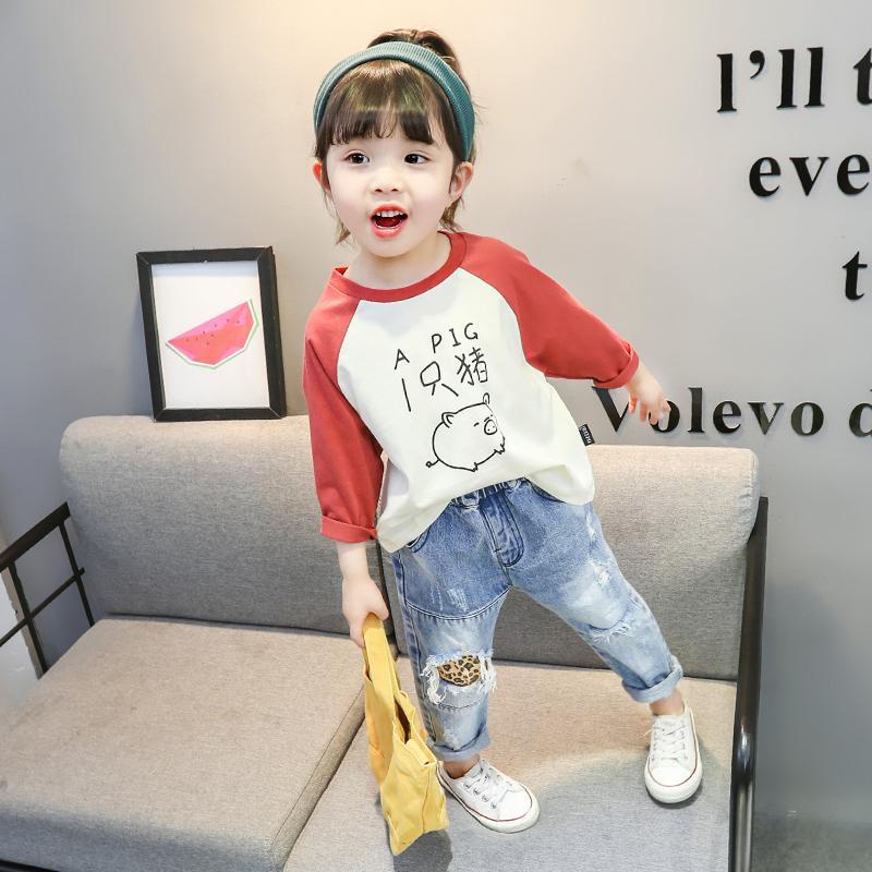 Áo Thun Cotton Tay Dài In Họa Tiết Hoạt Hình Phong Cách Hàn Quốc 2022 Cho Bé Gái