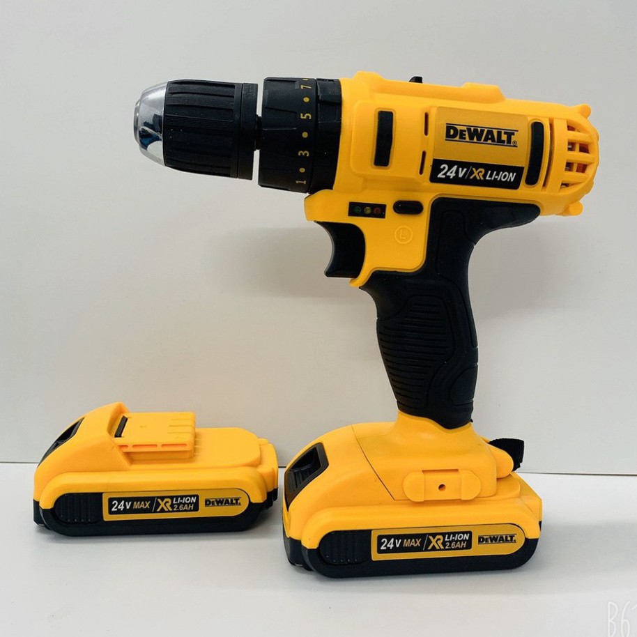 [Nội Địa] Máy khoan pin Dewalt 3 chức năng có búa - Tặng kèm 24 chi tiết gồm các mũi khoan + Mũi bắt vít