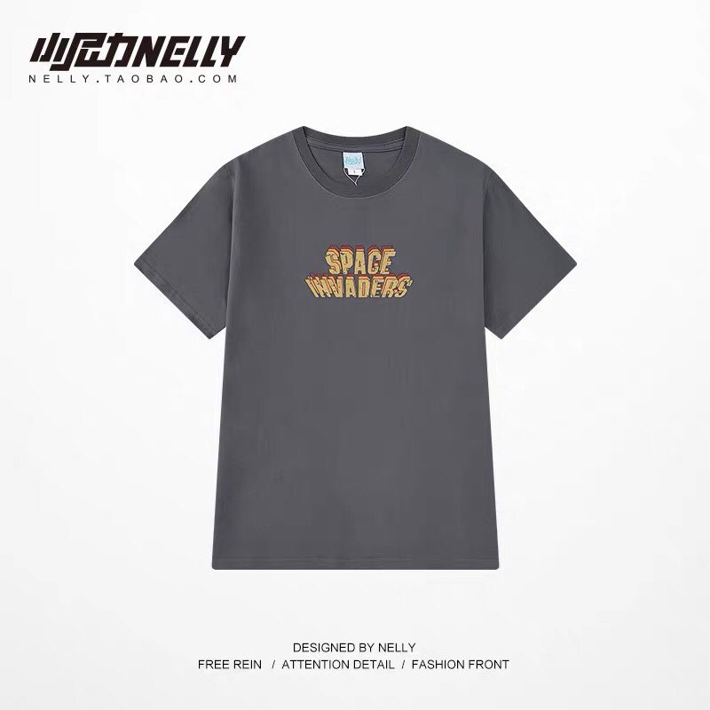 [FREESHIP](CÓ SẴN) HÀNG CHÍNH HÃNG Áo thun NELLYHEYBIG unisex,áo phông dáng rộng chữ vàng SPACE INVADERS BHYHDX8319AZ.
