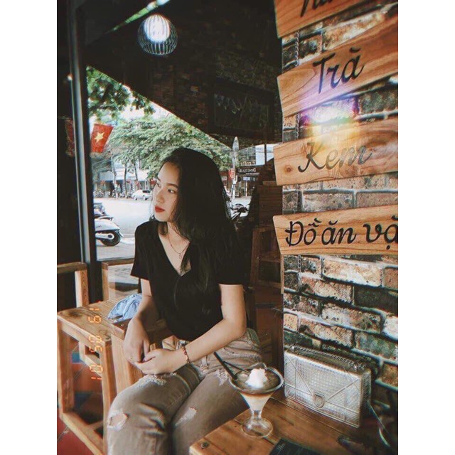 {Sale sốc} {XẢ KHO} Áo phông cổ tim trơn Hit Hot Siêu rẻ ..