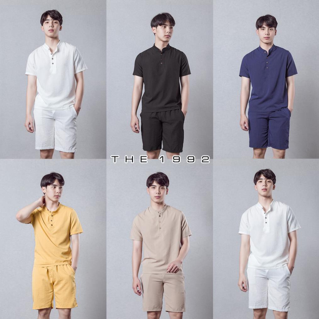 Bộ đũi nam cộc tay Đồ bộ quần áo thể thao nam LINEN THE 1992 . '