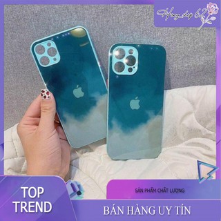 (Từ iPhone 6 đến 12 Pro Max) Ốp lưng kính viền vuông loang màu bảo vệ camera