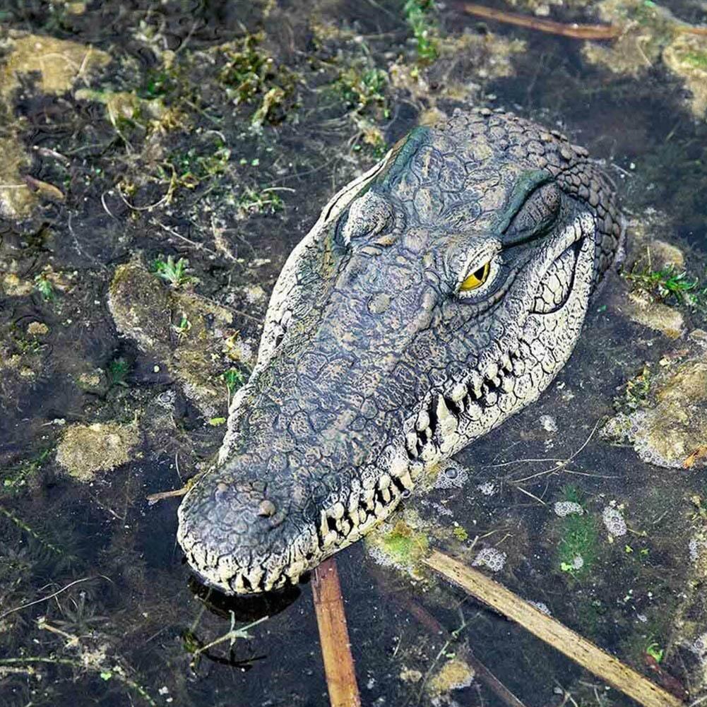 Artificial Crocodile Alligator Head Decoy Scare Duck Birds Decoration for Garden Pond Patio Pool