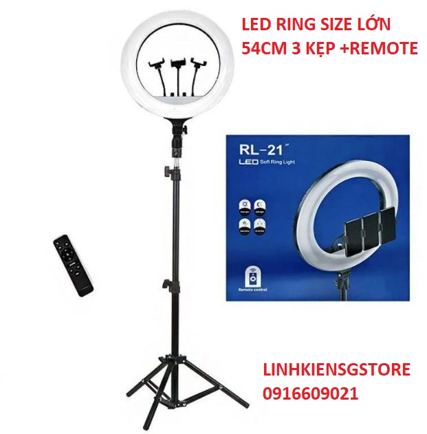 Đèn Rl-21 3 KẸP REMOTE  VÀ CHÂN ĐỨNG Size Bự Khổng Lồ Livestream Live Stream Spa Makeup Chụp Hình Studio