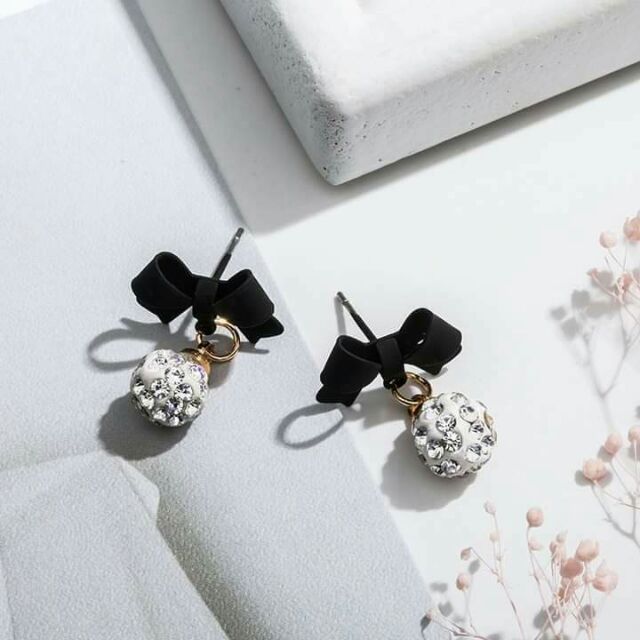 Combo Bông tai nơ hạt đính đá