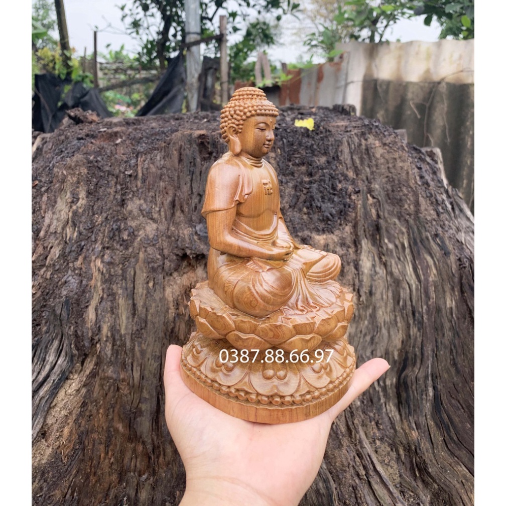 Tượng phật ông a di đà cao 15cm và 20cm chất liệu gỗ bách xanh