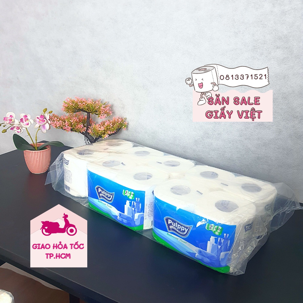 Giấy Vệ Sinh Pulppy Classic 10 Cuộn Giấy 2 Lớp Cao Cấp Siêu Mịn ( Hàng Việt Chính Hãng)