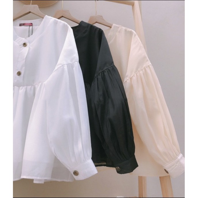 Áo Babydoll Bánh Bèo Áo Kiểu Nữ Trắng Siêu Cute 2 Lớp LD021