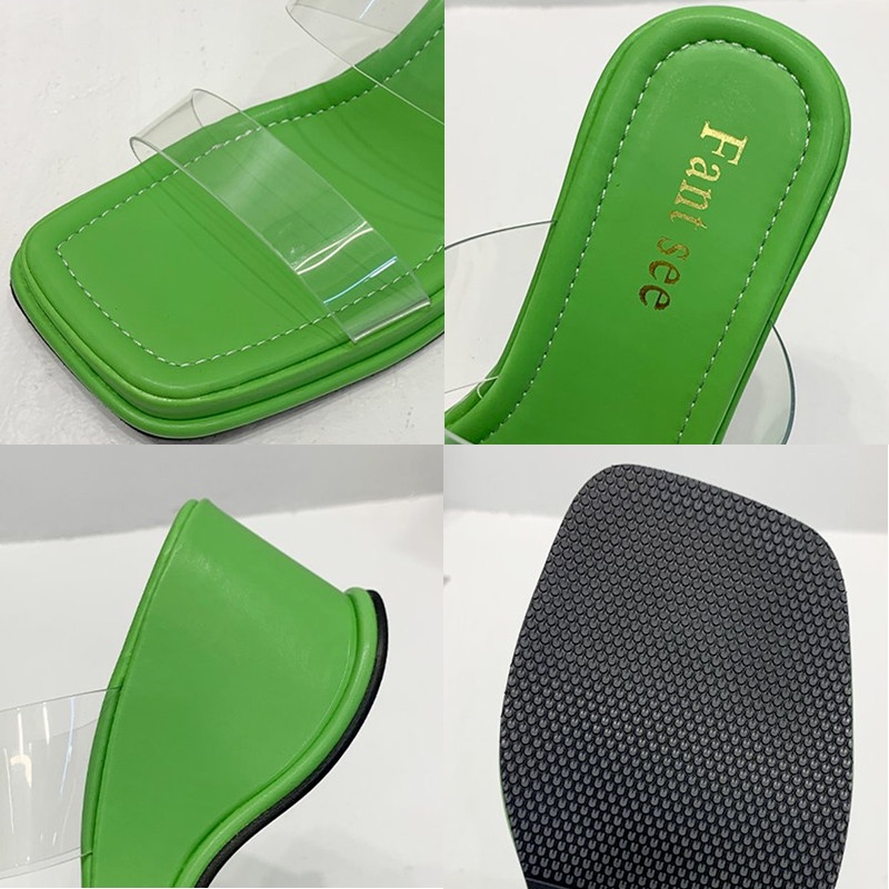 Dép XIELUAIZTA đế xuồng mũi vuông quai trong suốt phong cách Hàn Quốc thời trang cho nữ