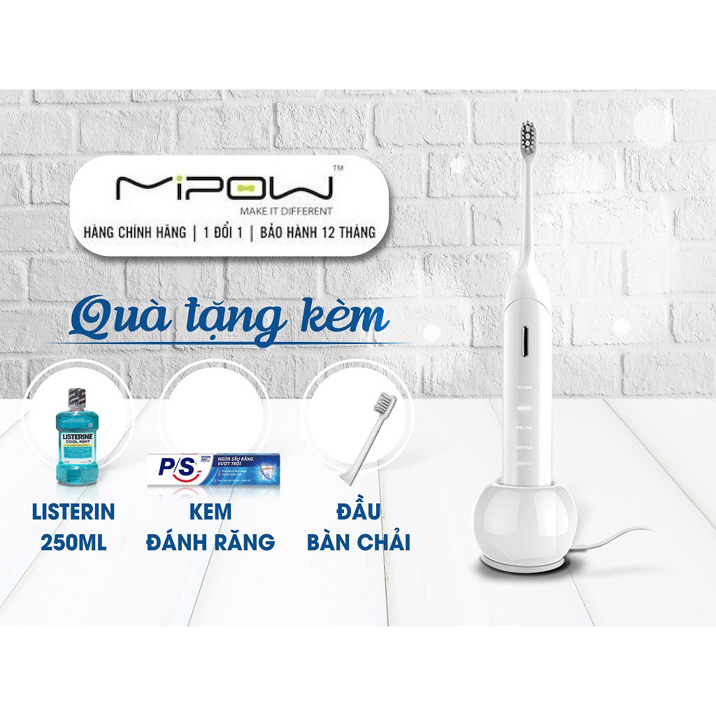 Bàn Chải Điện 4 Chế Độ Đánh Răng Thông Minh MIPOW BOCALI Kèm Quà Hấp Dẫn