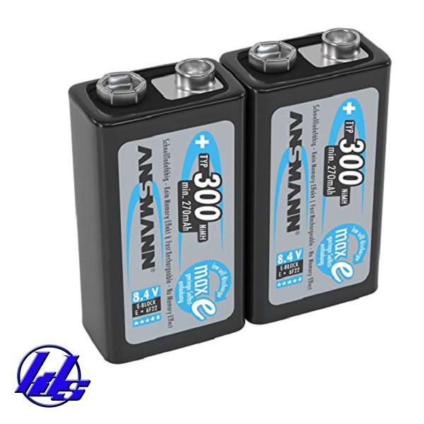 Pin sạc vuông 9V Ansmann MaxE E-Block 6F22 300mAh - Vỉ 1 viên