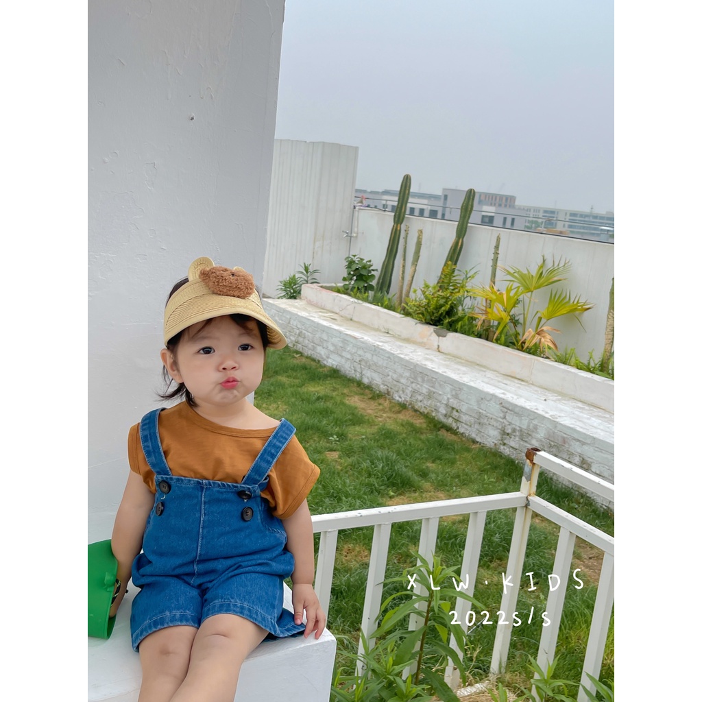 Mũ Lưỡi Trai Nửa Đầu Chống Nắng Thoáng Khí Đính Tai Gấu Dễ Thương Cho Bé