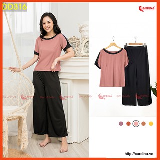 Đồ Bộ Nữ 𝐂𝐀𝐑𝐃𝐈𝐍𝐀 Bộ Cotton Nhật Dáng Dài Thiết Kế Viền Cổ Và Tay Áo Sang Trọng DD3