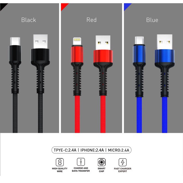 [Dài 2m] Dây sạc USB Type C, Lightning hỗ trợ sạc nhanh 5A .Galaxy Note 8, Note 9,S9 S9Plus.Iphone.Ipad,máy cổng Type-C.