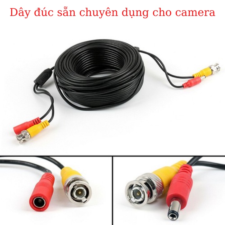 15-20m dây nguồn kèm tín hiệu chuyên dụng cho camera và đầu ghi hình đúc sẵn 2 đầu nguồn & Zắc BNC