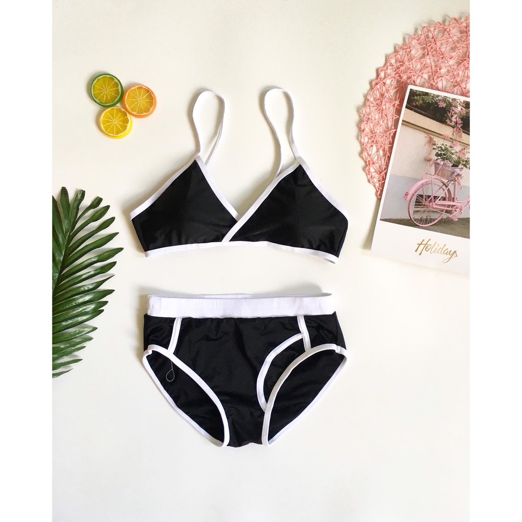 Bikini đắp chéo viền trắng (6 màu)