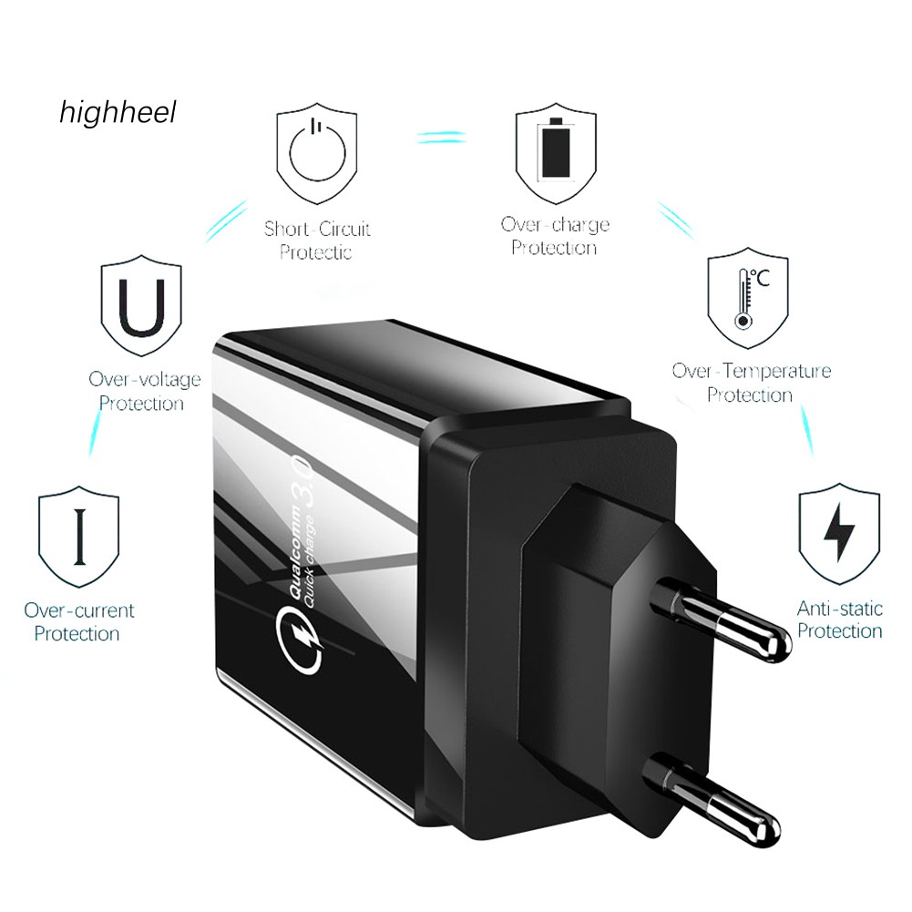 【OPHE】QC3.0 Quick Charge 4 USB Ports USB Wall Mobile Phone Charger Travel Adaptor