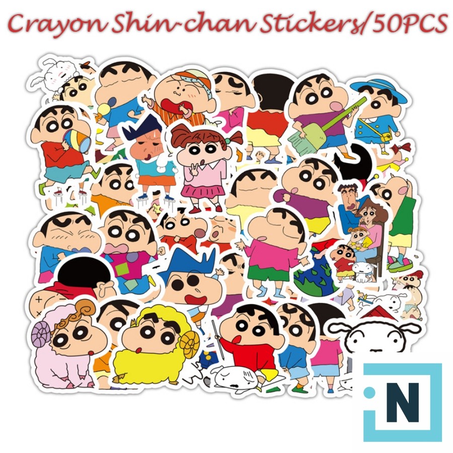 Set 50 Sticker Dán Nhóc Shin PVC Chống Nước | Dán Điện Thoại | Dán Laptop | Dán Mũ Bảo Hiểm | Dán Vali