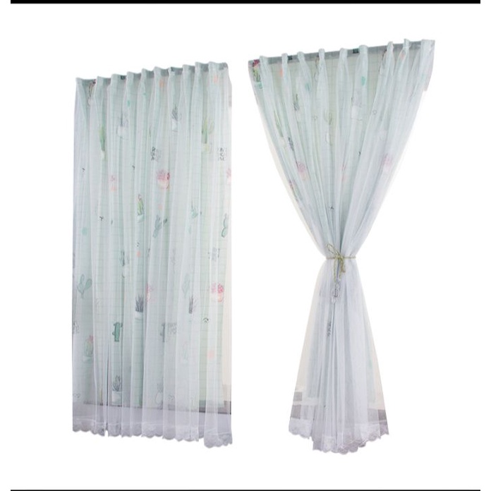 Rèm cửa sổ họa tiết dán tường hai lớp