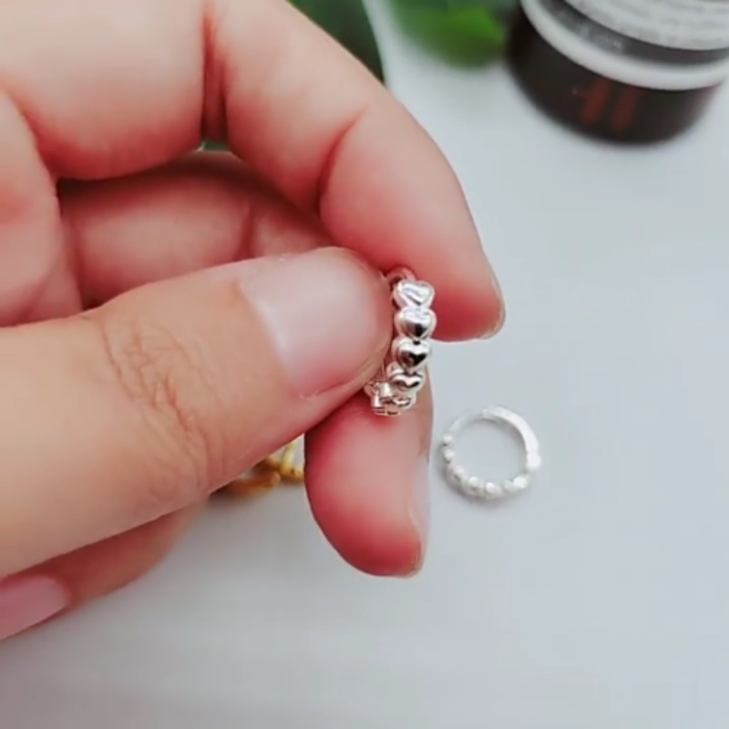 Khuyên tai WE FLOWER mạ vàng 14K/ mạ bạc S925 thiết kế trái tim tròn thời trang dành cho nữ