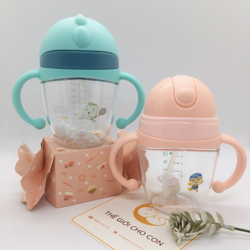 (ẢNH THẬT - tặng cọ ống hút) Bình tập uống chống sặc Little Bean tay cầm 240ml