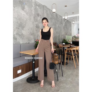 Quần ống rộng suông dài 2 ly 1 cúc, quần tây nữ công sở
